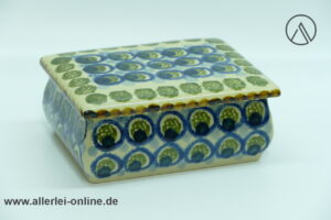 Bunzlau Poland Keramik | Dose - Deckeldose | Bonbonniere | Pfauenauge Dekor