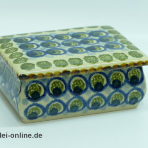 Bunzlau Poland Keramik | Dose - Deckeldose | Bonbonniere | Pfauenauge Dekor