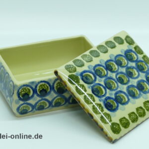 Bunzlau Poland Keramik | Dose - Deckeldose | Bonbonniere | Pfauenauge