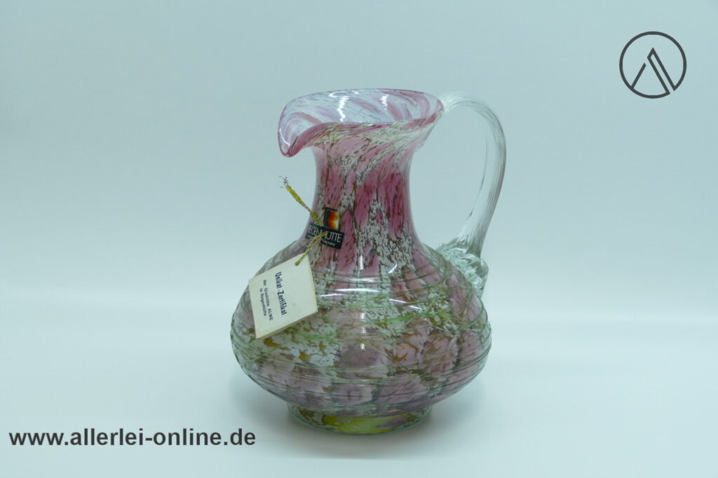 Alwe Regenhütte Glas Vase | Blumenvase Henkelvase | Signiert von 1991 E. Gaschler