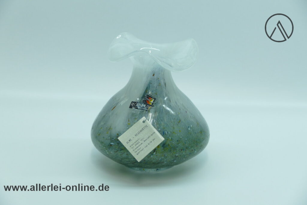 Alwe Regenhütte Glas Vase | Blumenvase | Signiert von 1993