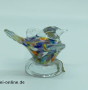 ALWE - Regenhütte Glas Vogel | Miniatur Glasvogel ,bunt | Glaskunst Skulptur blau-gelb