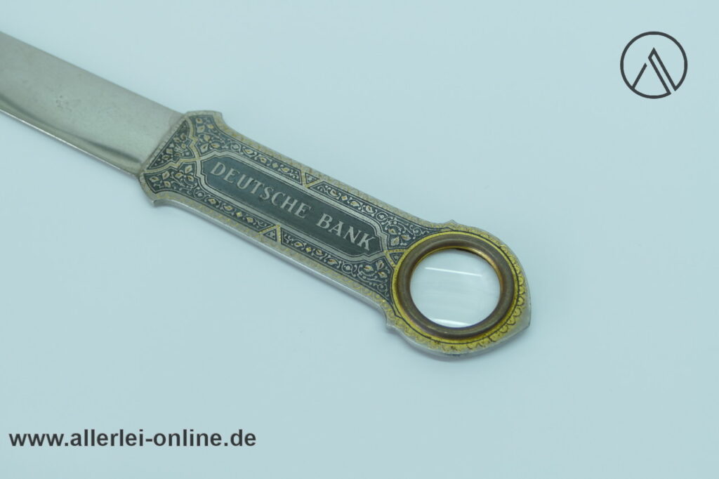DEUTSCHE BANK Brieföffner mit Lupe | Antiker Brieföffner von Zwilling
