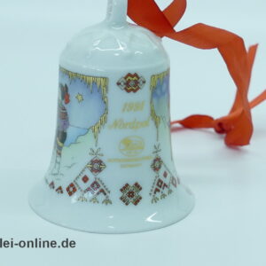 Hutschenreuther Porzellan Glocke | Nordpol Weihnachtsglocke 1991 | Vintage Weihnachten Porzellanglocke