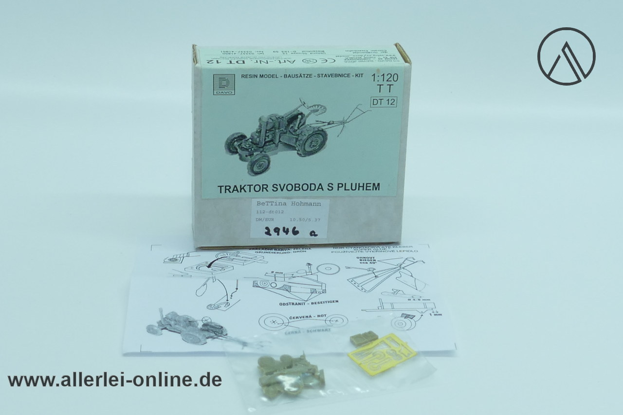 DAVO Traktor mit Pflug | Svoboda DT 12 | Resine Modellbausatz | Spur TT - 1:120 DAVO Traktor mit Pflug | Svoboda DT 12 | Resine Modellbausatz | Spur TT - 1:120