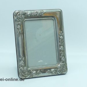 Bilderrahmen | Fotorahmen mit Rosen Verzierung im Jugendstil,versilbert | 18 x 23 cm