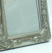 Art Deko Bilderrahmen | Fotorahmen mit Rosen Verzierung im Jugendstil,versilbert | 18 x 23 cm