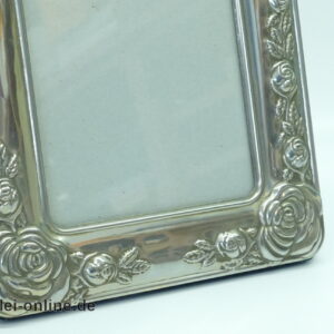 Art Deko Bilderrahmen | Fotorahmen mit Rosen Verzierung im Jugendstil,versilbert | 18 x 23 cm
