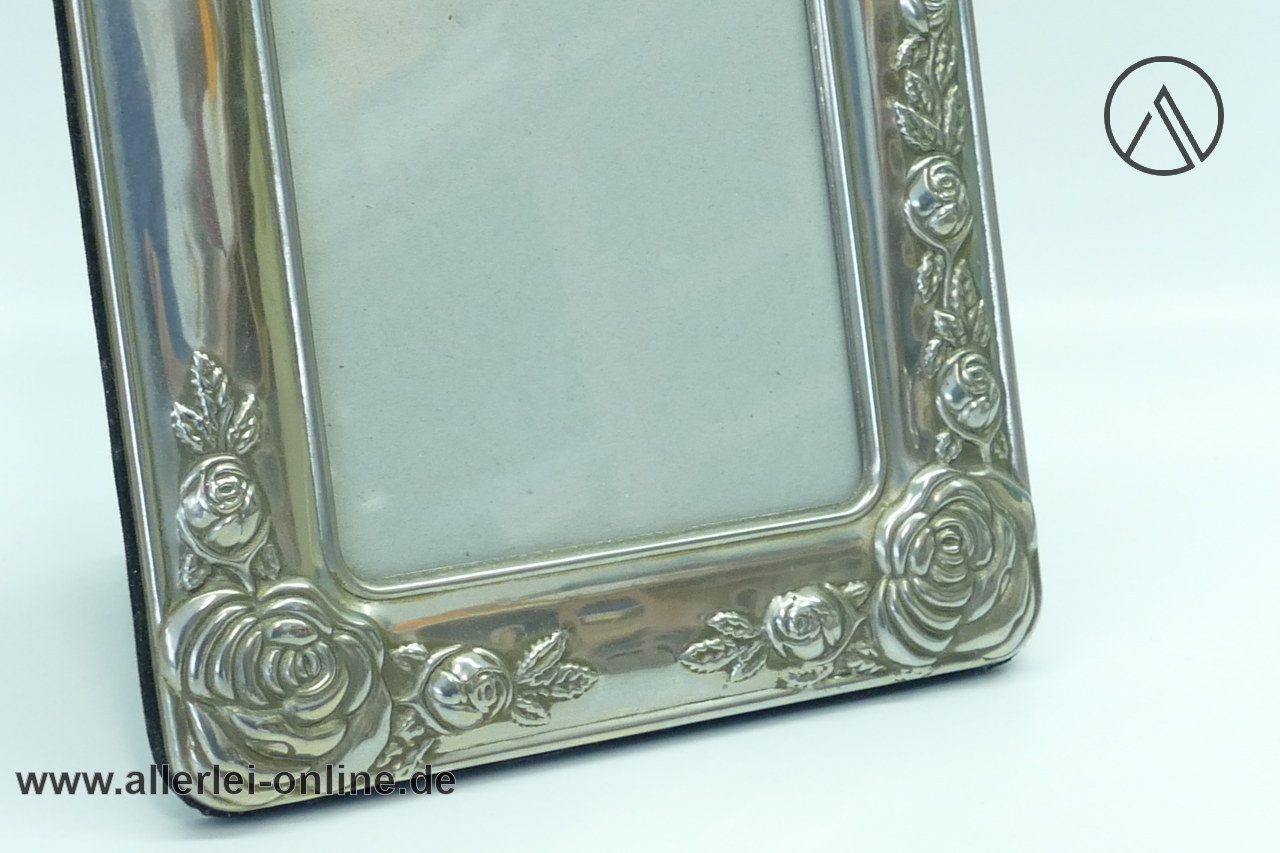 Art Deko Bilderrahmen | Fotorahmen mit Rosen Verzierung im Jugendstil,versilbert | 18 x 23 cm Art Deko Bilderrahmen | Fotorahmen mit Rosen Verzierung im Jugendstil,versilbert | 18 x 23 cm