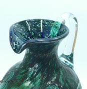 Regenhütte Studio Glas Unikat Vase | Design Glasvase mit Fadenaufschmelzungen | Signiert Erwin Gaschler 1992