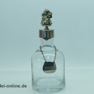 Vintage Kristallglas Karaffe | Whisky Glas-Dekanter | Schwere 28 cm Glas-Karaffe mit Pyritkristal Stopfen