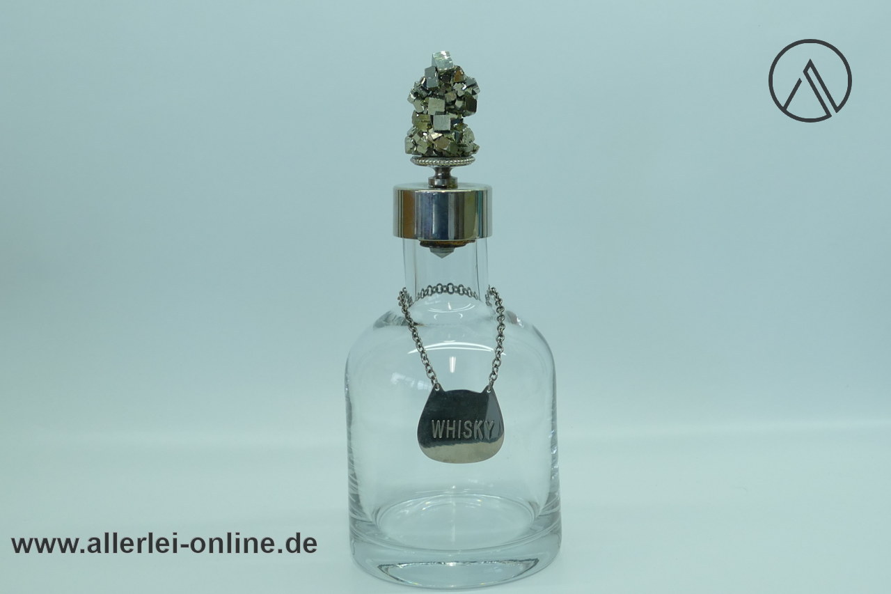 Vintage Kristallglas Karaffe | Whisky Glas-Dekanter | Schwere 28 cm Glas-Karaffe mit Pyritkristal Stopfen Vintage Kristallglas Karaffe | Whisky Glas-Dekanter | Schwere 28 cm Glas-Karaffe mit Pyritkristal Stopfen