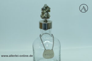 Vintage Kristallglas Karaffe | Whisky Glas-Dekanter | Schwere 28 cm Glas-Karaffe mit Pyrit Kristall Stopfen