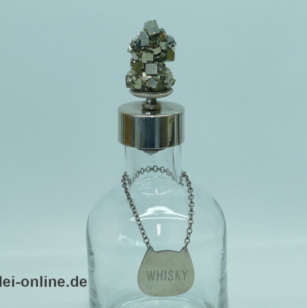 Vintage Kristallglas Karaffe | Whisky Glas-Dekanter | Schwere 28 cm Glas-Karaffe mit Pyrit Kristall Stopfen