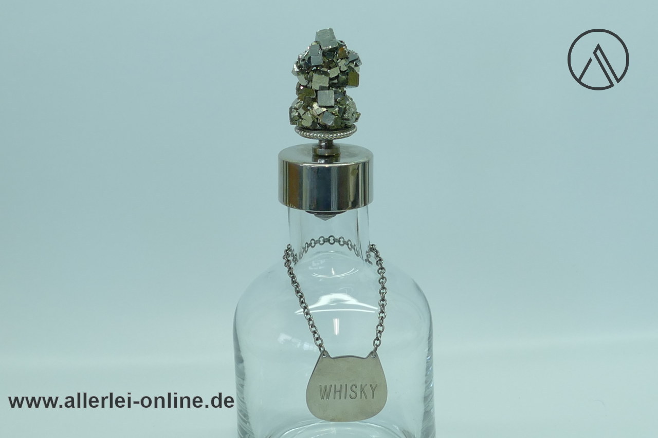Vintage Kristallglas Karaffe | Whisky Glas-Dekanter | Schwere 28 cm Glas-Karaffe mit Pyrit Kristall Stopfen Vintage Kristallglas Karaffe | Whisky Glas-Dekanter | Schwere 28 cm Glas-Karaffe mit Pyrit Kristall Stopfen