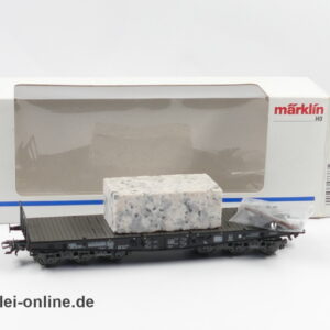 Märklin Spur H0 | 48663 Schwerlast-Flachwagen Sammp 705 mit Granit-Block | 6-Achsiger Schwerlastwagen