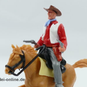Timpo Toys | Cowboy zu Pferd mit Pistolen | Vintage Timpo Toys Steckfigur nah