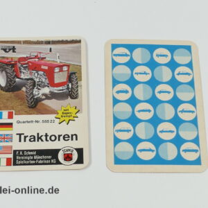 Traktoren Quartett mit Supertrumpf | Nr: 58522 - F.X. Schmid Vereinigte Münchener Spielkarten Deckblatt Blau