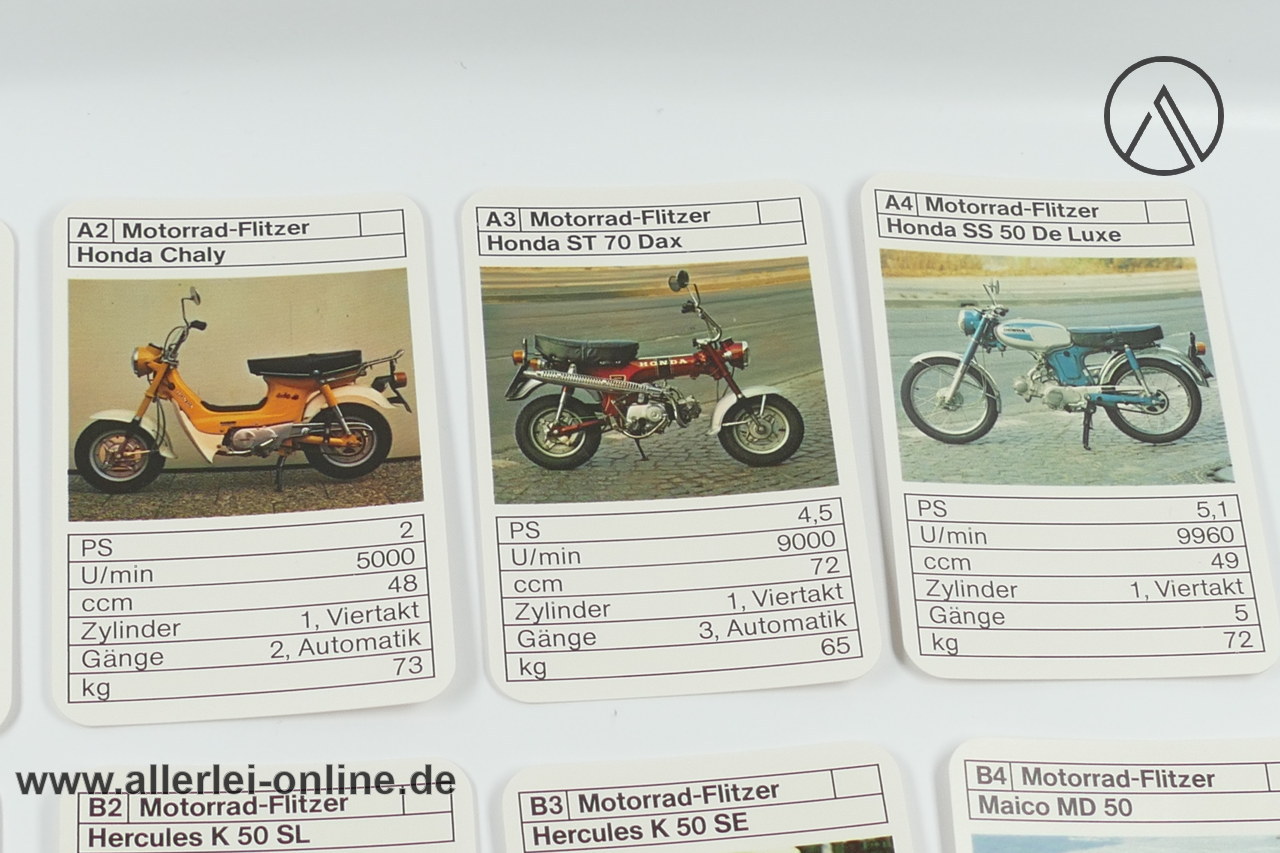 Motorrad Flitzer Quartett | Nr: 3246/8 ASS - Altenburg Stralsunder Spielkarten Honda Monkey Honda Dax Motorrad Flitzer Quartett | Nr: 3246/8 ASS - Altenburg Stralsunder Spielkarten Honda Monkey Honda Dax