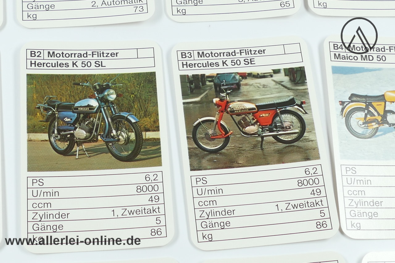 Motorrad Flitzer Quartett | Nr: 3246/8 ASS - Altenburg Stralsunder Spielkarten Hercules K 50 Motorrad Flitzer Quartett | Nr: 3246/8 ASS - Altenburg Stralsunder Spielkarten Hercules K 50