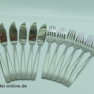 Monogram Fischbesteck | Edelstahl 18-10 Besteck für 6 Personen | Fischmesser + Gabel