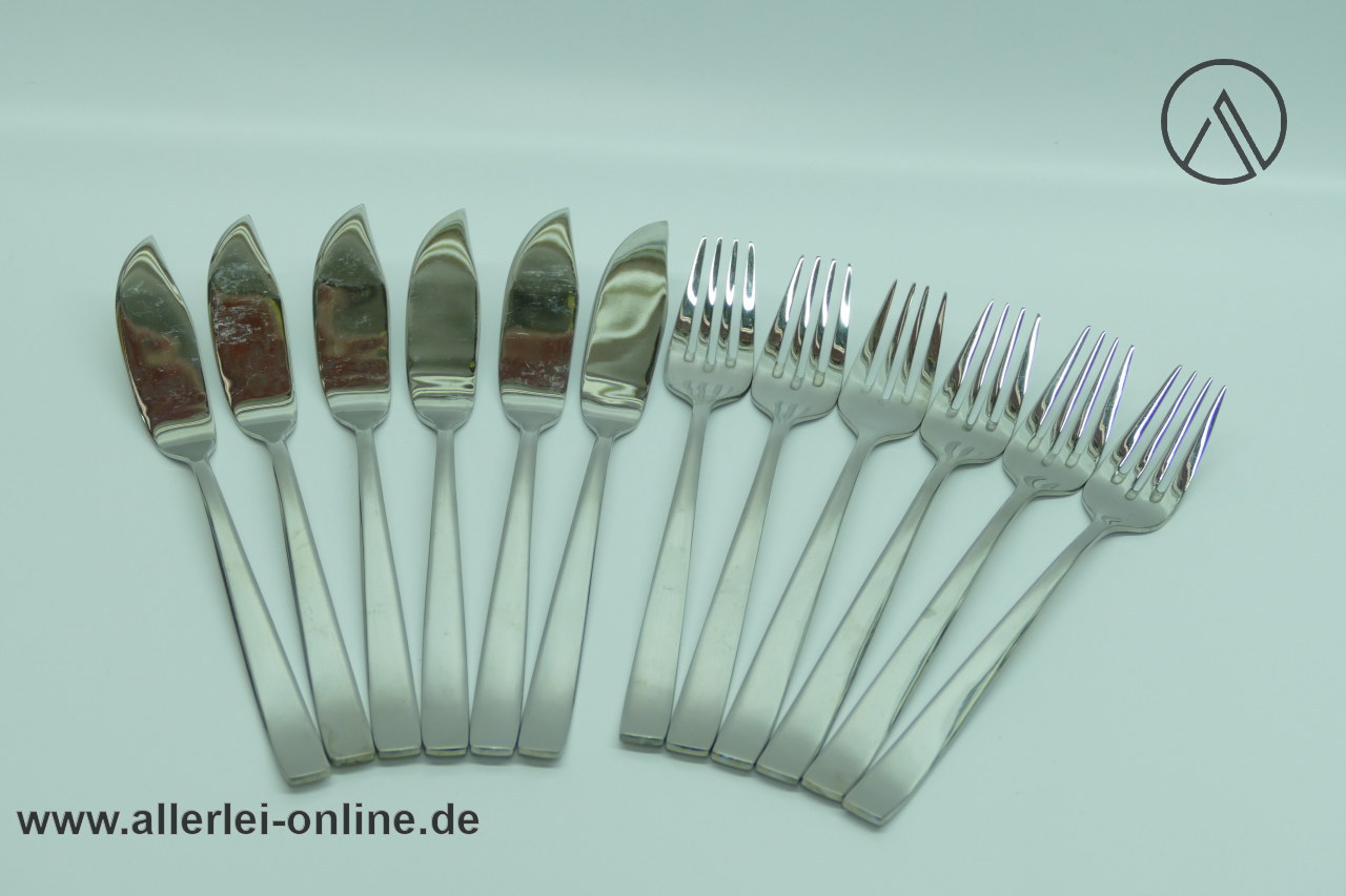 Monogram Fischbesteck | Edelstahl 18-10 Besteck für 6 Personen | Fischmesser + Gabel Monogram Fischbesteck | Edelstahl 18-10 Besteck für 6 Personen | Fischmesser + Gabel