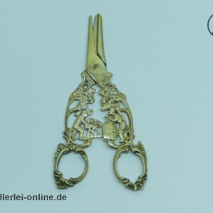 Antike Schere | Traubenschere – Massives 830er Silber ,vergoldet mit filigranen Figürlichen Details