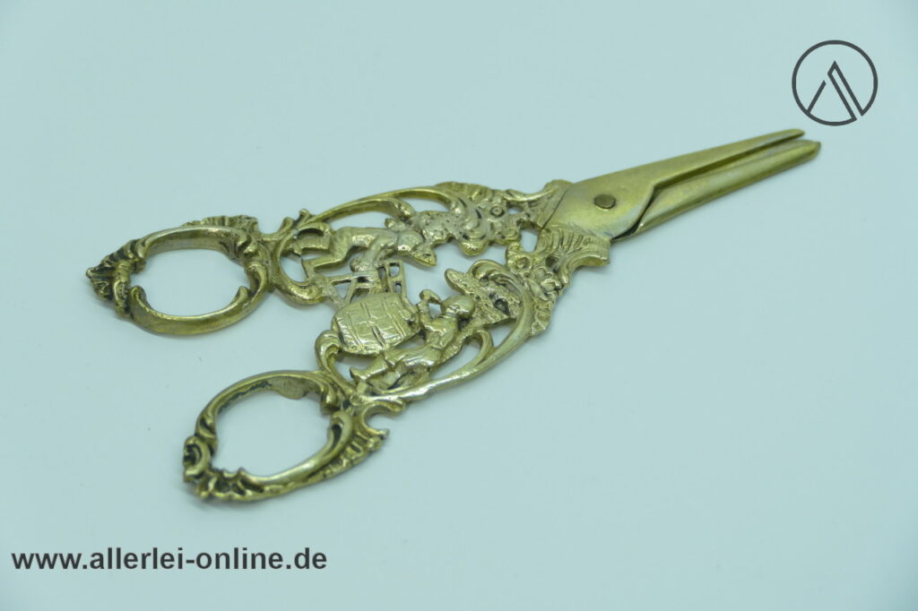 Antike Schere | Traubenschere – Massives 830er Silber ,vergoldet mit filigranen Details