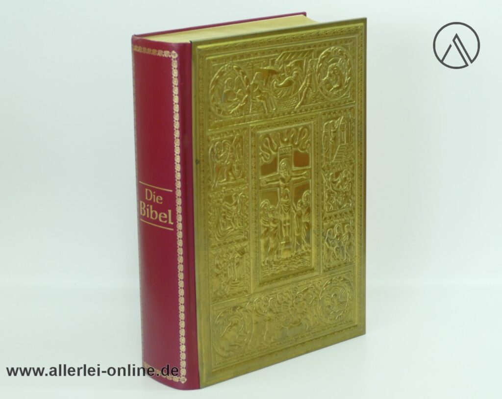 Die Bibel | Die Goldbibel | Messing mit Goldschnitt und Goldprägung | Mit 24 Stichen aus dem Bibelzyklus von Gustave Dore
