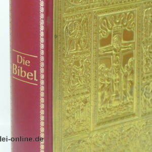 Die Bibel | Goldbibel | Messing mit Goldschnitt und Goldprägung | Mit 24 Stichen aus dem Bibelzyklus von Gustave Dore