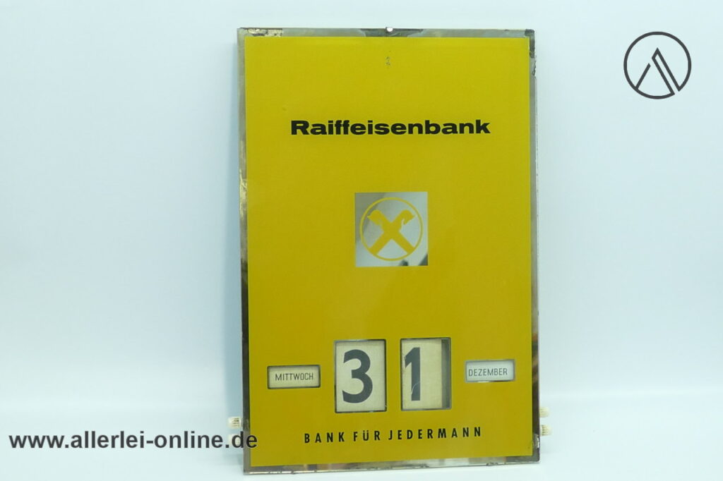 Ewiger Kalender RAIFFEISENBANK | Bank für Jedermann Dauerkalender | Endlos Kalender | Vintage 60-70er Jahre