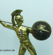 König Leonidas von Sparta mit Speer und Schild | Vintage 40 cm Hellenic Art Statue auf Marmorsockel