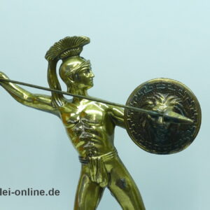König Leonidas von Sparta mit Speer und Schild | Vintage 40 cm Hellenic Art Statue auf Marmorsockel
