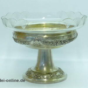 Jugendstil-Art Deco Tafelaufsatz Schale | Obstschale ,versilbert mit Glaseinsatz | 29 cm