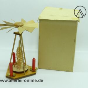 Erzgebirge Weihnachtspyramide einstufig , 24 cm | Vintage Volkskunst Erzgebirge Pyramide mit OVP