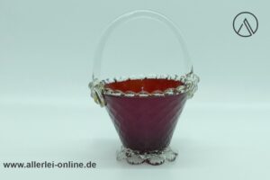Murano Glasschale Korb | Vintage Glaskörbchen Murano Italien | Goldstaub