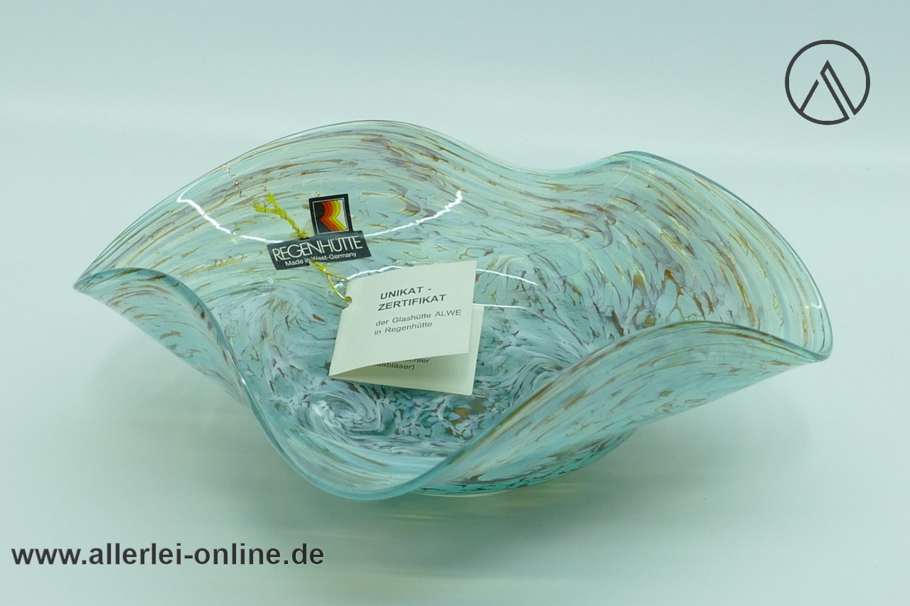 Alwe Regenhütte Glas Vase | Glasschale Unregelmäßig gewellt und skulptural | Unikat Zertifikat Signiert von 1994 Alwe Regenhütte Glas Vase | Glasschale Unregelmäßig gewellt und skulptural | Unikat Zertifikat Signiert von 1994