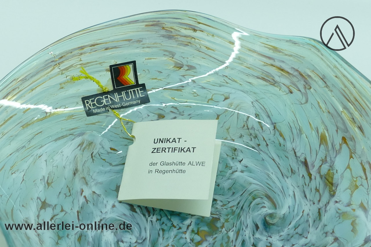 Alwe Regenhütte Glas Vase | Glasschale Unregelmäßig gewellt und skulptural | Unikat Zertifikat Signiert 1994 Alwe Regenhütte Glas Vase | Glasschale Unregelmäßig gewellt und skulptural | Unikat Zertifikat Signiert 1994
