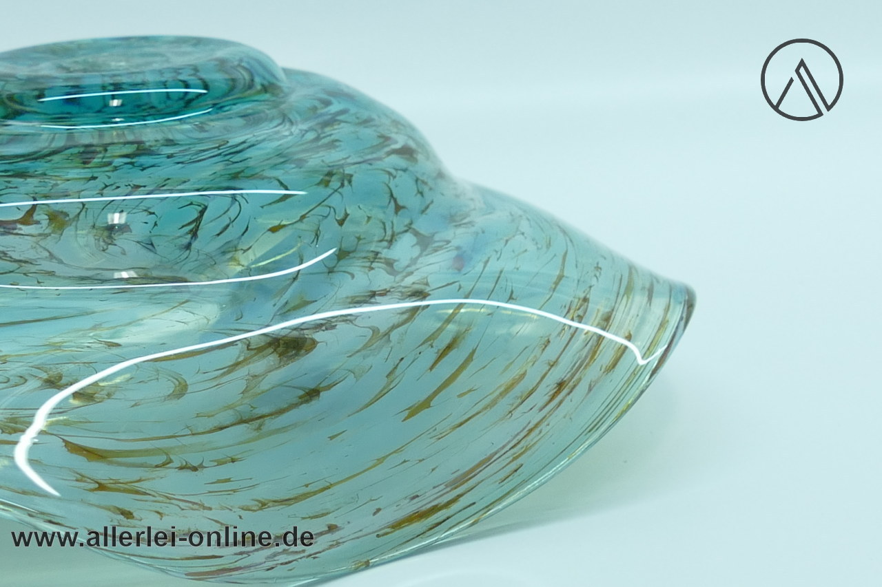 Alwe Regenhütte Glas Vase | Glasschale Unregelmäßig gewellt und skulptural | Unikat Zertifikat Signiert 1994 unten seite Alwe Regenhütte Glas Vase | Glasschale Unregelmäßig gewellt und skulptural | Unikat Zertifikat Signiert 1994 unten seite