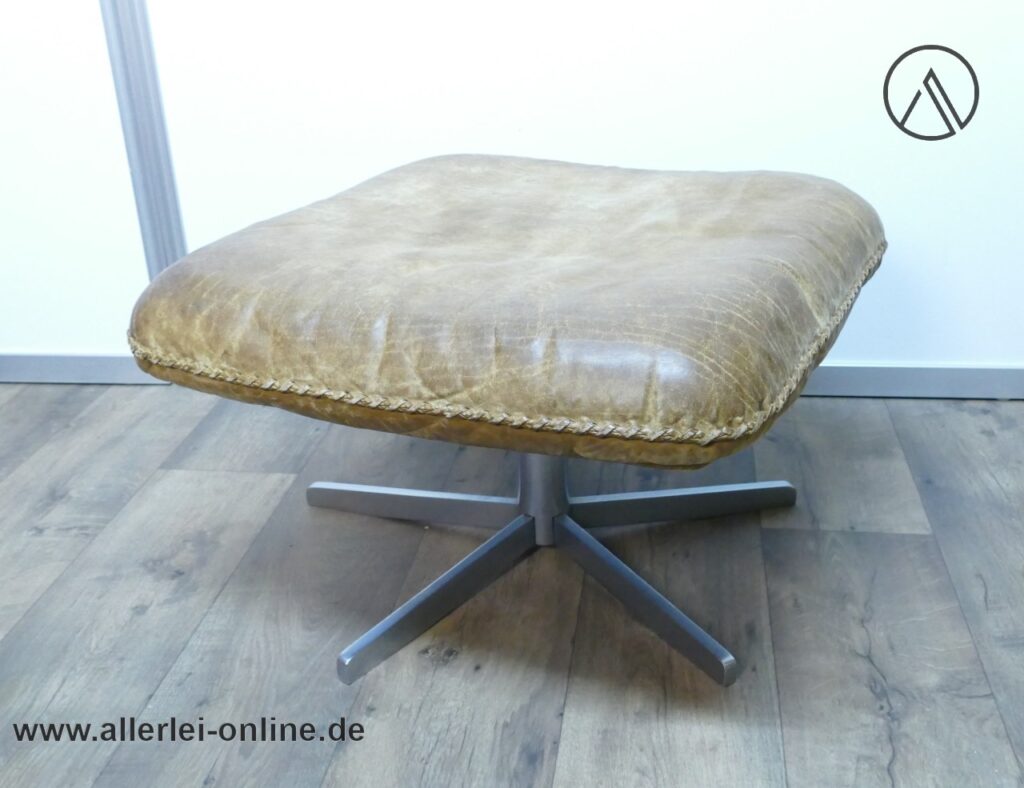 De Sede Ottomane | Anilinleder Fußhocker ,braun | Vintage 60er Jahre Fußschemel