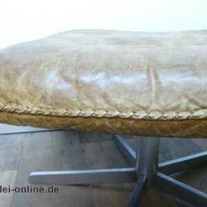 De Sede Ottomane | Anilinleder Fußhocker ,braun mit Flechtnaht | Vintage 60er Jahre James Bond Fußschemel