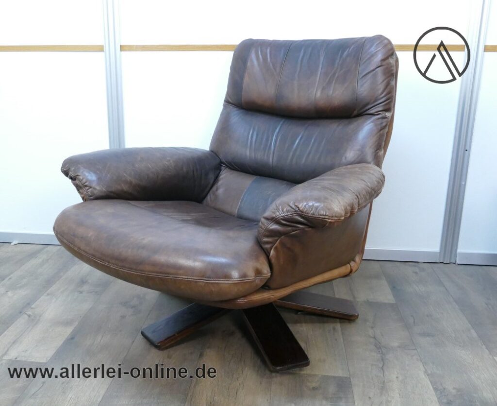 King Lounge Sessel | Ledersessel ,braun | Vintage 60/70er Jahre King Chair