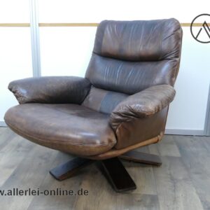 King Lounge Sessel | Ledersessel ,braun | Vintage 60/70er Jahre King Chair