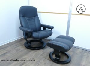 Stressless Consul Leder Sessel inkl. Hocker | Ledersessel ,schwarz | Relaxsessel