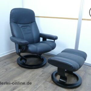 Stressless Consul Leder Sessel inkl. Hocker | Ledersessel ,schwarz | Relaxsessel