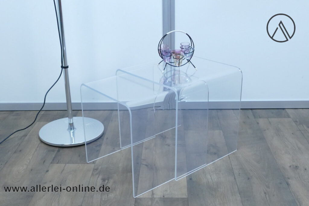 Plexiglas Satztische | 2-tlg Set Beistelltische | Lucite - Acryl Designklassiker der 70-80er Jahre