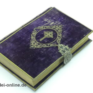 Antikes Gebetbuch 1866 | Samteinband mit Applikationen Schließe und Andachtsbildchen