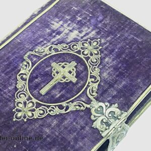 Antikes Gebetbuch 1866 | Samteinband mit Applikationen Schließe und Andachtsbildern im Allerlei Online Shop