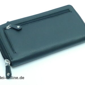 Bugatti Cosmos Leder Geldbörse | Portemonnaie - Damengeldbörse mit Reißverschluss | schwarz - 11x20 cm