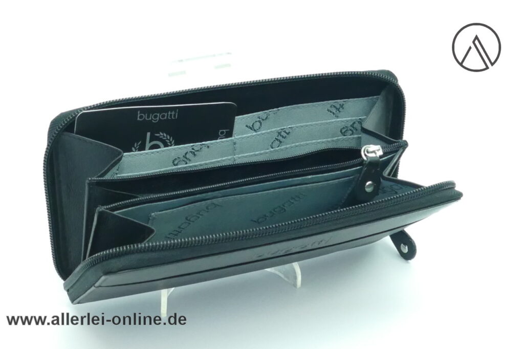 Bugatti Cosmos Leder Geldbörse | Portemonnaie - Damengeldbörse mit Reißverschluss | schwarz - 11x20 cm | NEU/OVP